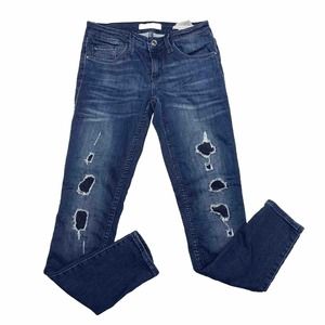 Guess Jeans Womens 26 Blue Denim Power Skinny Low Patched Ripped Jegging Ladies